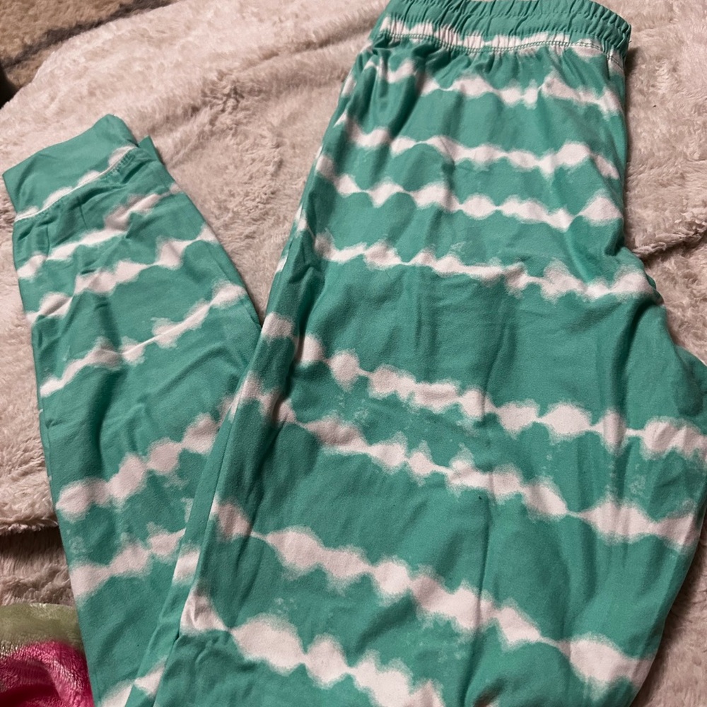 Green and White Tie-Dye PJ Pants